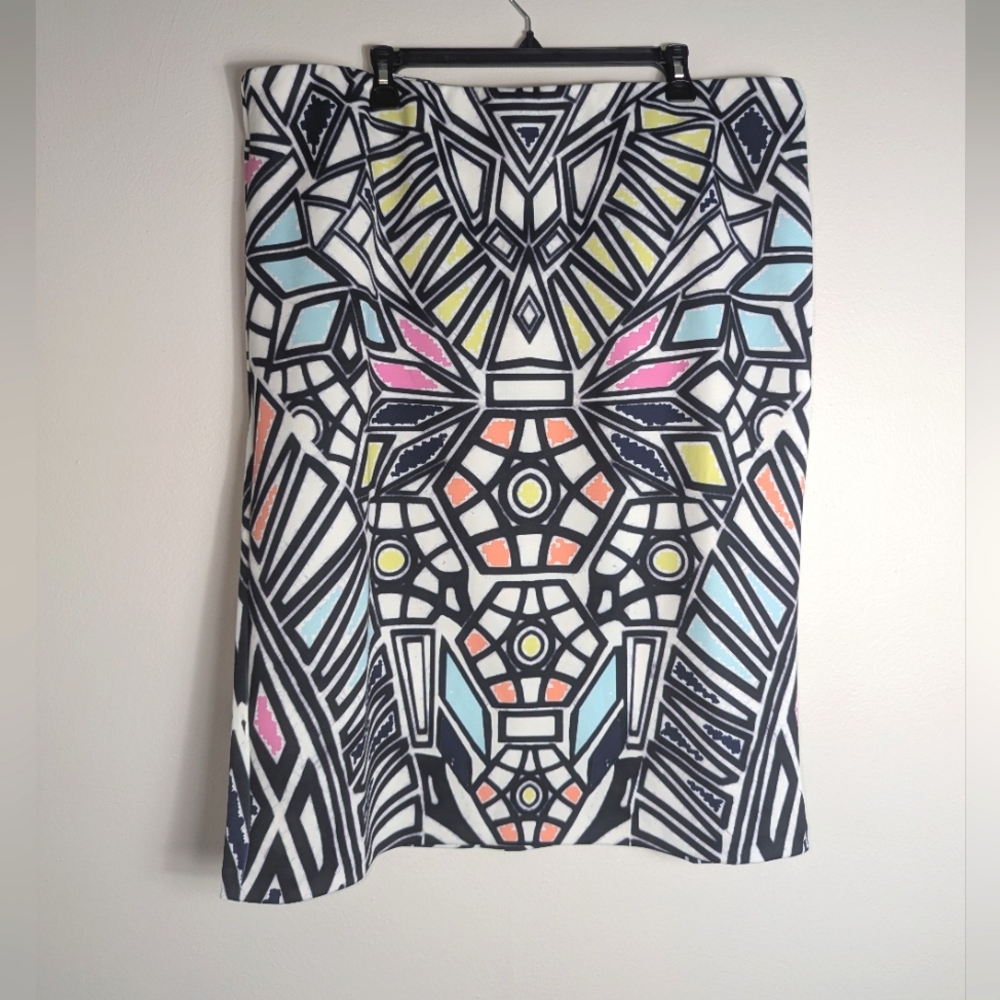 22 Eloquii Geometric Print Mosaic Pencil Stretch Skirt